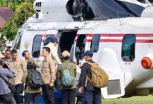 Presiden RI, Prabowo Subianto ke Tamiang Aceh untuk meninjau pemanguna hunia. Foto Antara