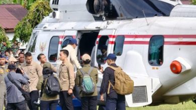 Presiden RI, Prabowo Subianto ke Tamiang Aceh untuk meninjau pemanguna hunia. Foto Antara