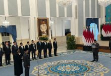 Presiden RI, Prabowo Subianto melantik Suahasil Nazara sebagai Menteri Keuangan. Foto Antara
