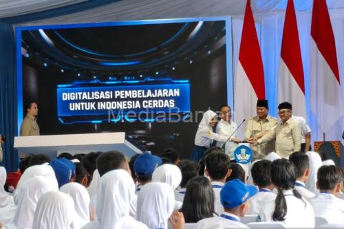 Peluncuran Program Digitalisasi Pembelajaran 2025 oleh Presiden RI, Prabowo Subianto. Foto Antara