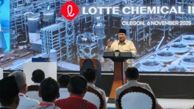 Prabowo Subianto, Presiden RI dalam sambutan peresmian pabrik petrokimia di Cilegon. Foto Antara