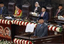 Presiden RI, Prabowo Subianto menyampaikan peidato kenagaraan perdananya. Foto: Antara