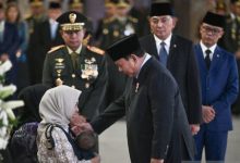 Presiden RI, Prabowo Subianto hadiri pernghormatan 3 prajurit TNI tewas di Lebanon. Foto Antara
