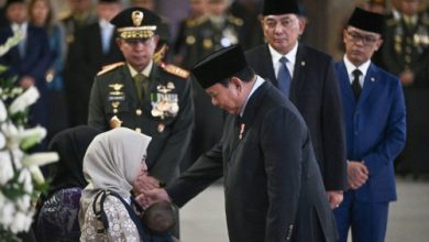 Presiden RI, Prabowo Subianto hadiri pernghormatan 3 prajurit TNI tewas di Lebanon. Foto Antara
