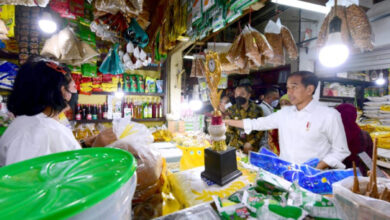 Presiden RI, Joko Widodo cek harga di Pasar Wonokromo. Foto: BPMI Satpres RI