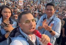 Raffi Ahamd hadir di Rapat Akbar Bison di Tangsel. Foto: Beni