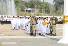 Upacara HUT Kemerdekaan RI di Alun-alun Kota Cilegon. Foto Daeng Yusvin