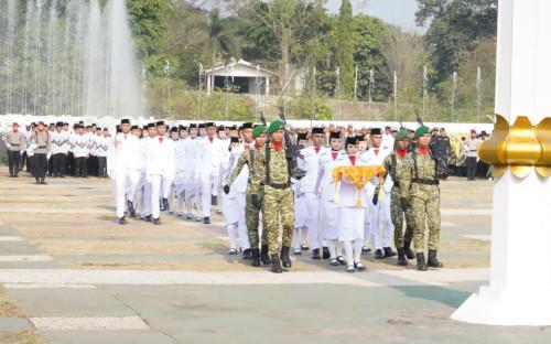 Upacara HUT Kemerdekaan RI di Alun-alun Kota Cilegon. Foto Daeng Yusvin