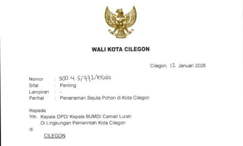 Instruk Wali Kota Cilegon minta bibit pohon. Foto Daeng Yusvin