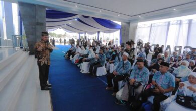 Penyambutan jamaah haji di Asrama Haji Banten di Cipondoh. Foto: Pemkot Tangerang