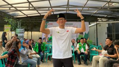 Sandiago Salahudin Uno, Ketua Bapilu PPP kampanyekan Ganjar - Mahfud di Cipondoh. Foto: Iqbal Kurnia