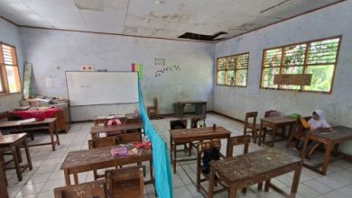 Kondisi ruangan di salah satu SDN Bangkuyung 2 Pandeglang. Foto Antara