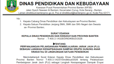 Surat edaran Dindikbud Banten tentang perpanjangan PJJ. Foto Screenshot SE