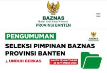 Pengumuman pendaftaran calon pimpinan Bazanas Banen. Foto Biro Adpim Banten