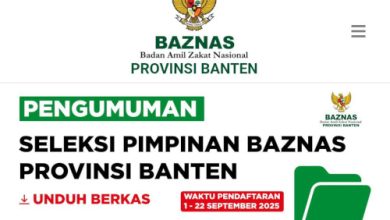 Pengumuman pendaftaran calon pimpinan Bazanas Banen. Foto Biro Adpim Banten