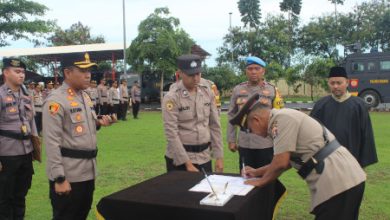 Kapolres Serang, AKBP Wiwin Setiawan pimpin sertijab pejabat baru. Foto: Yono