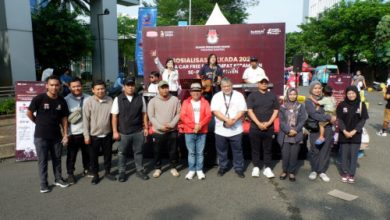 Car Free Day Tangsel dijadikan ajang sosialisasi Pilkada. Foto: KPU Banten