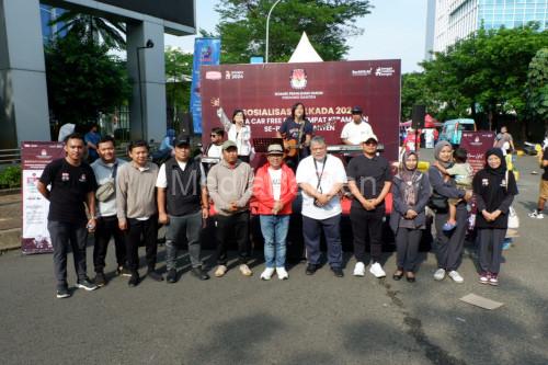 Car Free Day Tangsel dijadikan ajang sosialisasi Pilkada. Foto: KPU Banten