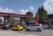 Salah satu SPBU di Jembrana, Bali yang antreannya mulai berkurang. Foto Pertamina Patra Niaga