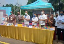 BBPOM Serang gelar konferensi pers soal obat dan makanan ilegal. Foto: Aden Hasanudin
