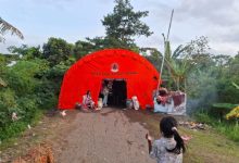 Tenda pengungsian yang didirikan BPBD Kabupaen Serang. Foto Antara
