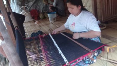 Perempuan Baduy Luar tengah memproduksi kain tenun Baduy. Foto: LKBN Antara