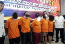 5 tersangka penganiaya bocah ditangkap Polres Cilegon. Foto: BantenNews