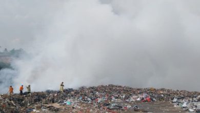 Kebakaran di TPSA Bagendung Cilegon. Foto: Antara