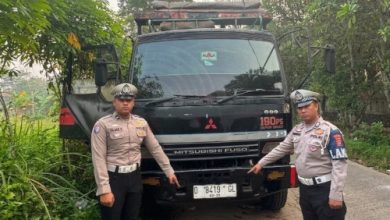 Truk pelaku tabrak lari yang disita Polresta Tangerang. Foto Antara