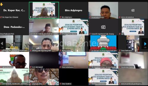 Konferensi video soal desa antikorupsi di Banten. Foto: Biro Adpim Banten